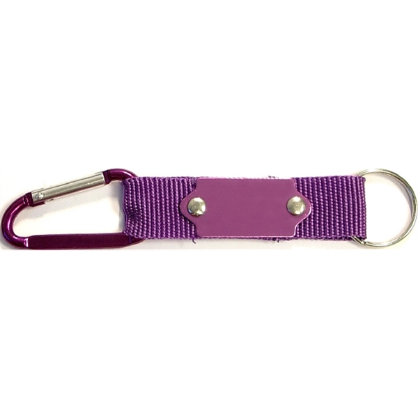 Carabiner with strap and metal plate,  solid aluminum construction.... from ASI 74585 Nu Promo International / Nu Promo Line
