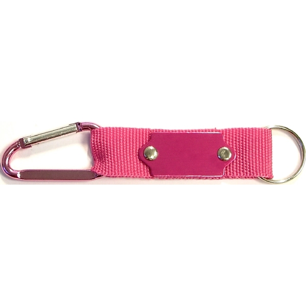Carabiner with strap and metal plate,  solid aluminum construction.... from ASI 74585 Nu Promo International / Nu Promo Line