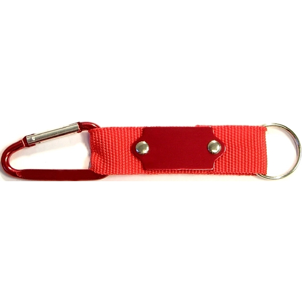 Carabiner with strap and metal plate,  solid aluminum construction.... from ASI 74585 Nu Promo International / Nu Promo Line