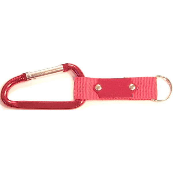 Carabiner with strap and metal plate, solid aluminum construction.... from ASI 74585 Nu Promo International / Nu Promo Line