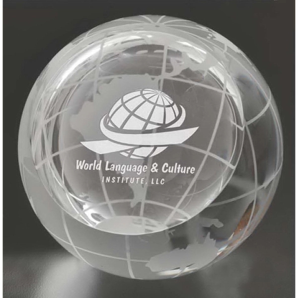 3" glass paperweight with frost-colored longitude and latitude lines.... from ASI 71920 Moderne Glass Company Inc / Glass America®
