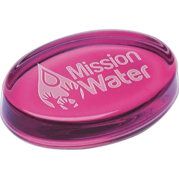 4" x 2.5" gemstone colored paperweight with customization.... from ASI 71920 Moderne Glass Company Inc / Glass America®