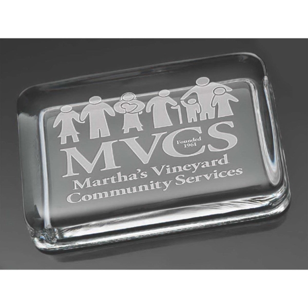 2.5" x 4.25" rectangular shaped glass paperweight.... from ASI 71920 Moderne Glass Company Inc / Glass America®