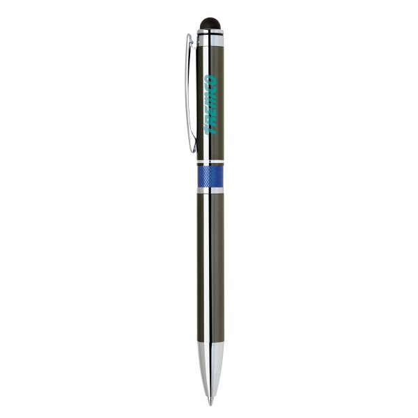 5 3/4" x 9/16" x 3/8" gunmetal ballpoint pen with soft... from ASI 91435 Tomax USA / Tomax