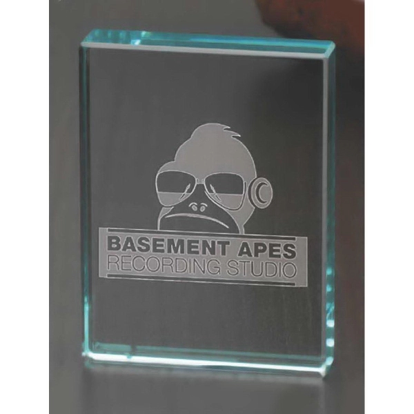 Clear glass paperweight with customization.... from ASI 71920 Moderne Glass Company Inc / Glass America®