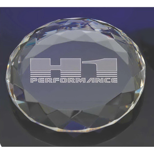 3.25" circular crystal paperweight with a hand-polished edge.... from ASI 71920 Moderne Glass Company Inc / Glass America®