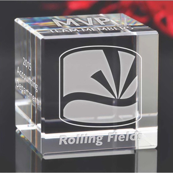 Cube shaped paperweight that's made of optical glass.... from ASI 71920 Moderne Glass Company Inc / Glass America®