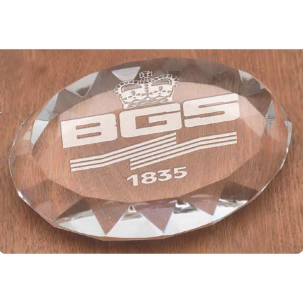 1/2" x 3 1/2" faceted, oval paperweight made of optical crystal... from ASI 71920 Moderne Glass Company Inc / Glass America®