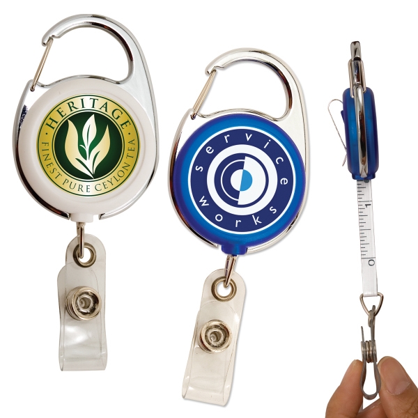 Carabiner badge reel with 40" tape measure cord and metal slip... from ASI 62660 Innovation Line / Innovation Line
