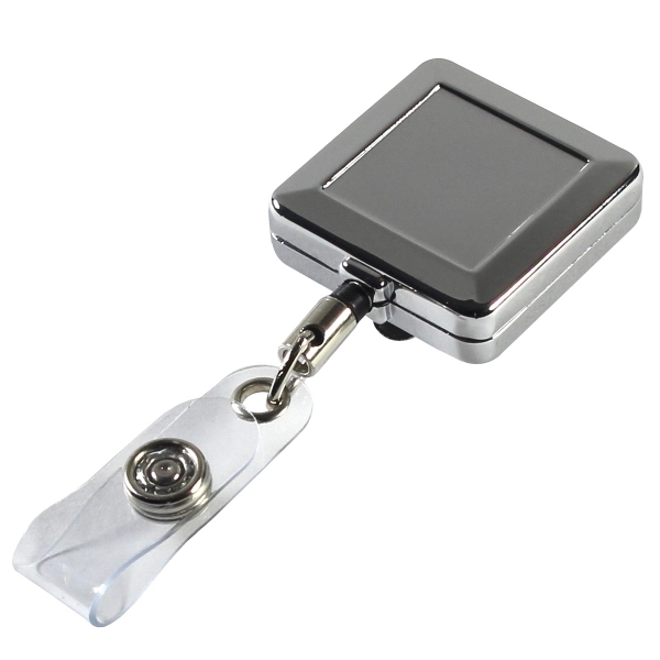 1 1/4" x 1 1/4" square ABS chrome metal retractable badge... from ASI 62660 Innovation Line