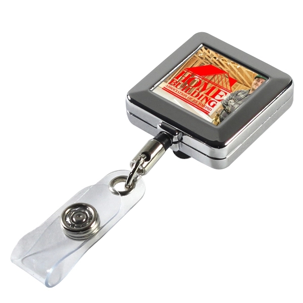 Chrome metal 32" retractable badge holder with slip clip backing.... from ASI 62660 Innovation Line