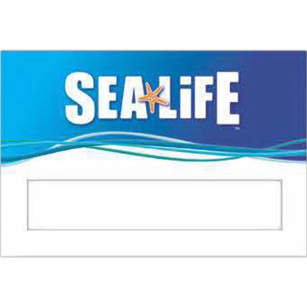 Medium rectangular 070" thick full-color window nametag badges in assorted sizes.... from ASI 59080 Halls & Company