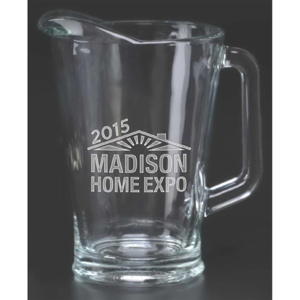 60 oz. glass pitcher with customization.... from ASI 71920 Moderne Glass Company Inc / Glass America®