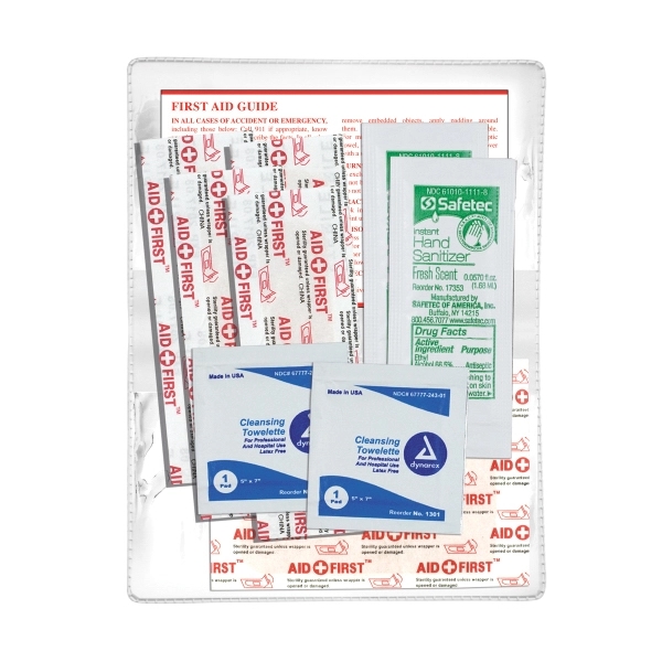 10 piece first aid kit with vinyl pouch, bandages, towelettes, hand... from ASI 62660 Innovation Line