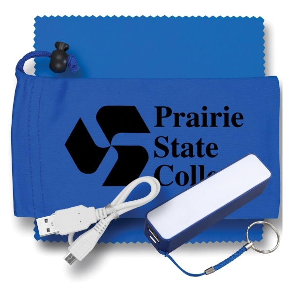 2200mAh Powerbank and 6"microfiber cleaning cloth in 3 1/2" x 7"... from ASI 62660 Innovation Line