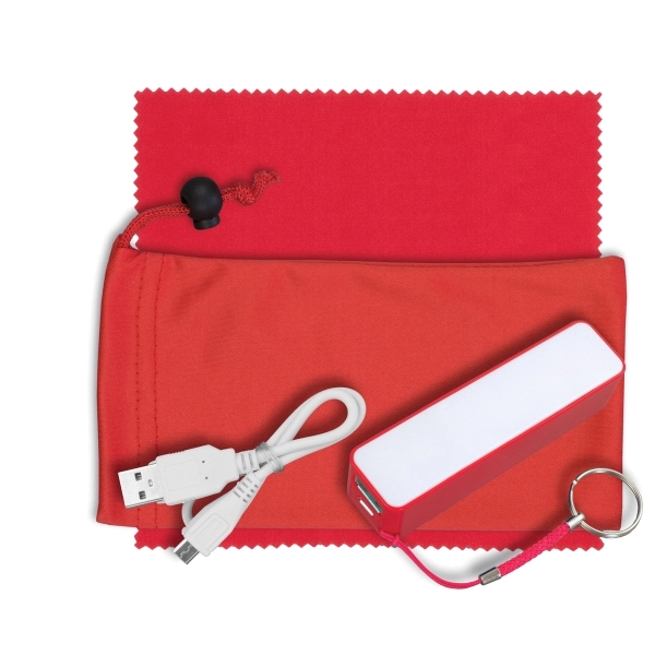2200mAh Powerbank and 6"microfiber cleaning cloth in 3 1/2" x 7"... from ASI 62660 Innovation Line