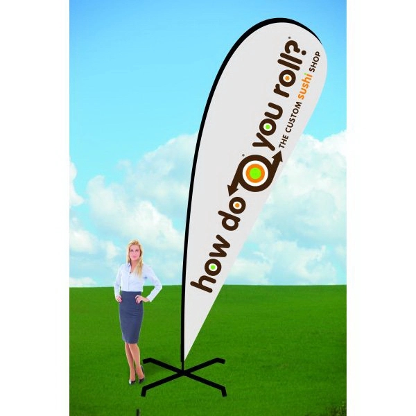 16 ft. customizable teardrop flag with x-stand and single sided graphics.... from ASI 30442 Above & Beyond Advertising Products / PromoAdLine
