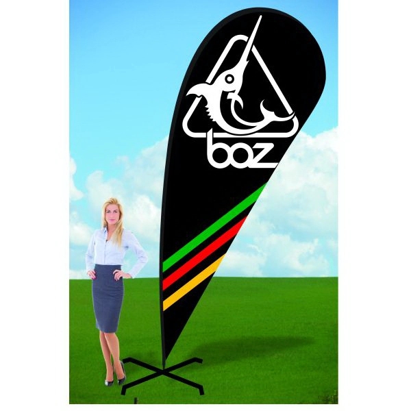 12 ft. customizable teardrop flag with x-stand and single sided graphics.... from ASI 30442 Above & Beyond Advertising Products / PromoAdLine
