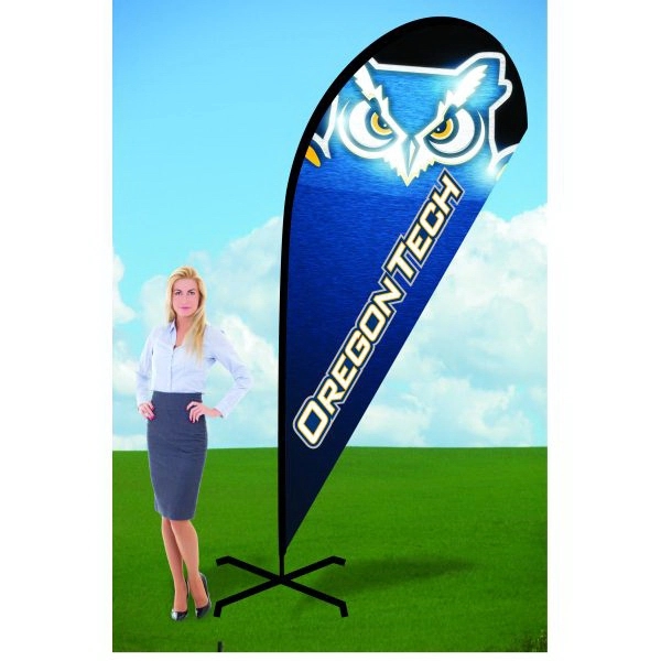 9' teardrop flag with X Stand and single sided, dye sublimated... from ASI 30442 Above & Beyond Advertising Products / PromoAdLine