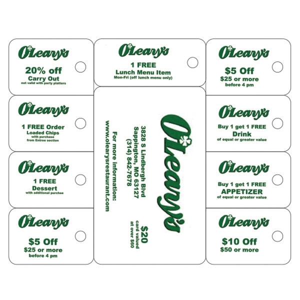 Coupon Pack w/ 1 Card & 9 Key Tags... from ASI 75629 PSI Plastic Graphics / Plastic Graphics PSI
