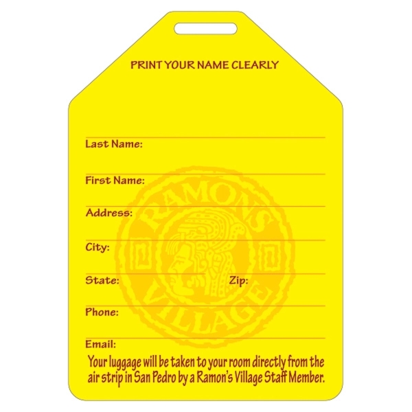 Luggage Tag w/ top cropped corners: 3" x 4 1/4"... from ASI 75629 PSI Plastic Graphics / Plastic Graphics PSI