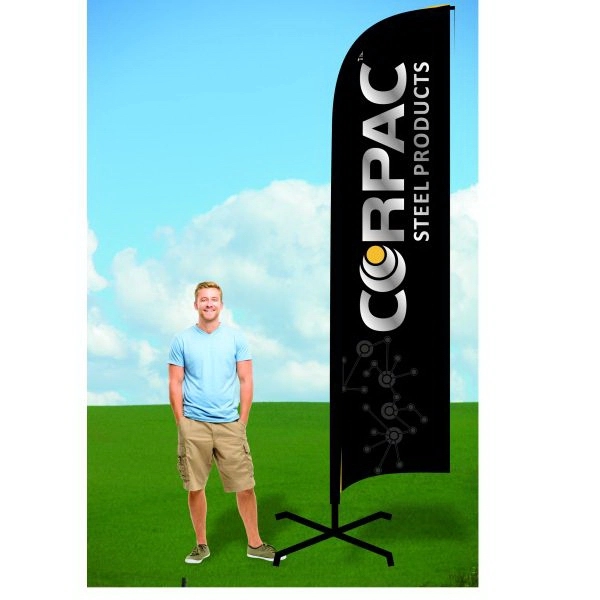 12 ft. customizable flag with x-stand and single sided graphics.... from ASI 30442 Above & Beyond Advertising Products / PromoAdLine