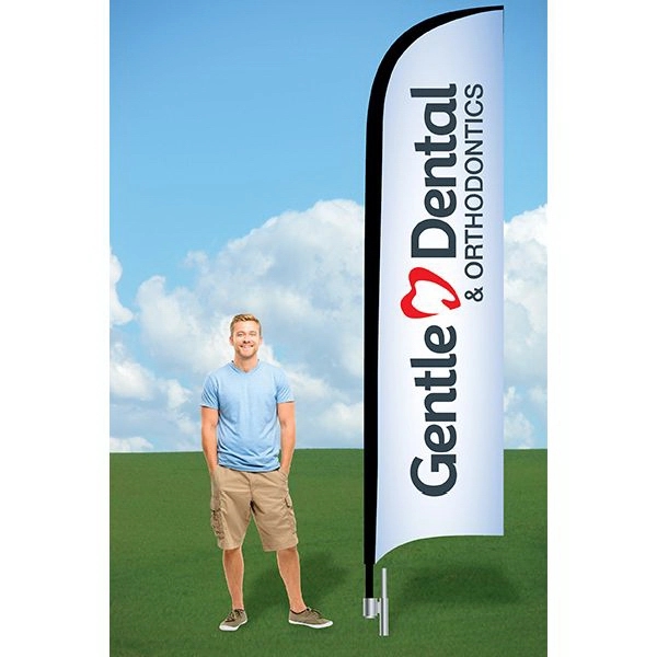 12' advertising flag with ground stake and single sided, dye sublimated... from ASI 30442 Above & Beyond Advertising Products / PromoAdLine