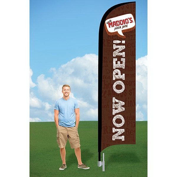 12' advertising flag with ground stake and single sided, dye sublimated... from ASI 30442 Above & Beyond Advertising Products / PromoAdLine