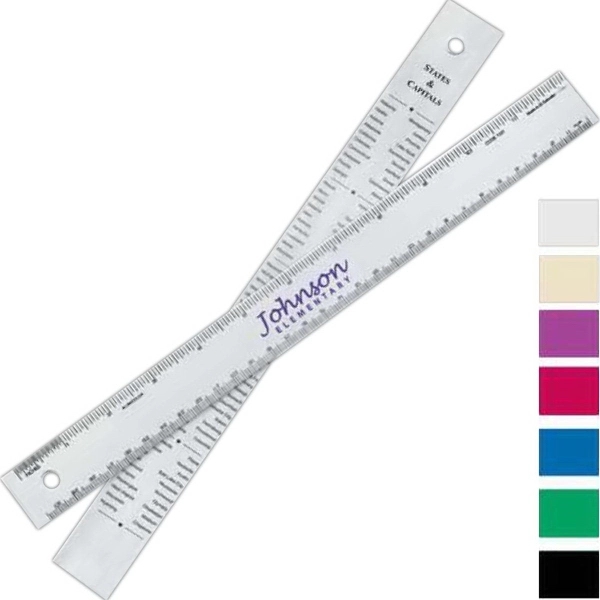 Aluminum 12" ruler. US States and Capitals.... from ASI 34910 Alumicolor / Alumicolor