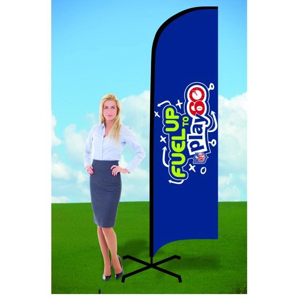 8 ft. customized flag with x-stand and double sided graphics.... from ASI 30442 Above & Beyond Advertising Products / PromoAdLine
