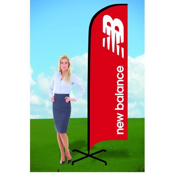 8 ft. customized flag with x-stand and double sided graphics.... from ASI 30442 Above & Beyond Advertising Products / PromoAdLine