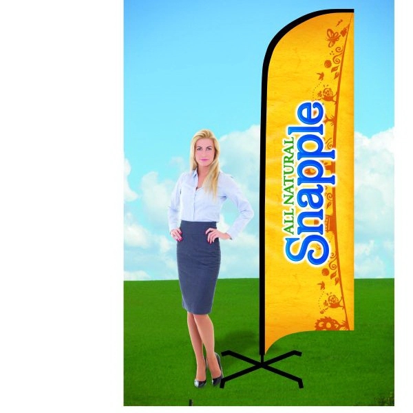 8 ft. customized flag with x-stand and double sided graphics.... from ASI 30442 Above & Beyond Advertising Products / PromoAdLine