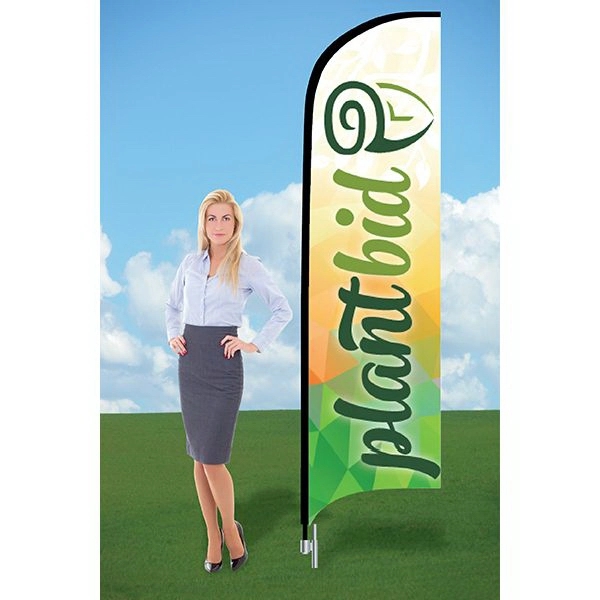 Customizable flag with ground stake and double sided graphics.... from ASI 30442 Above & Beyond Advertising Products / PromoAdLine