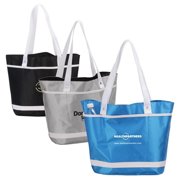 Shiny retro tote with white vinyl accent... from ASI 79384 Preferred Nation Inc / Travelwell