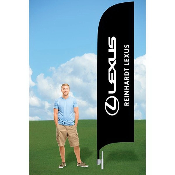 11' promotional flag with ground stake and double-sided graphics.... from ASI 30442 Above & Beyond Advertising Products / PromoAdLine