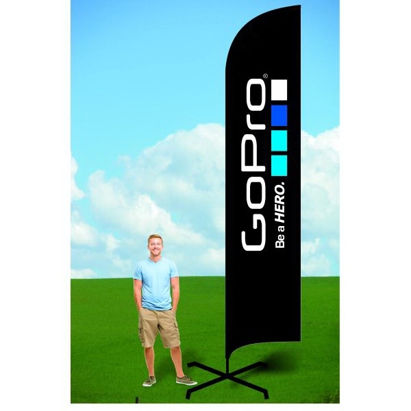 15' advertising flag with X Stand and double-sided, dye sublimated graphics.... from ASI 30442 Above & Beyond Advertising Products / PromoAdLine