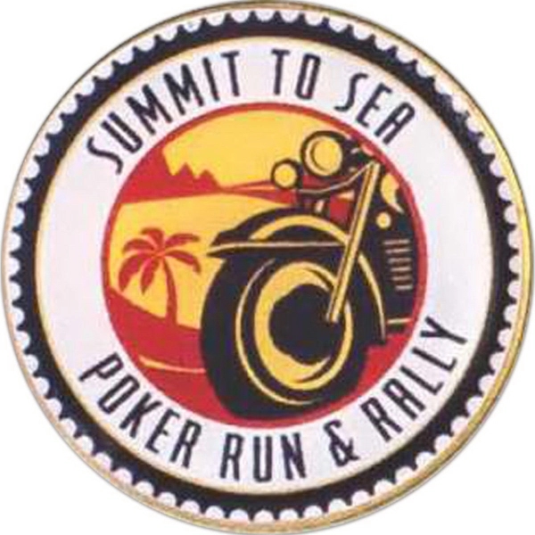 Full color epoxy dome lapel pin that includes steel or brass... from ASI 59080 Halls & Company