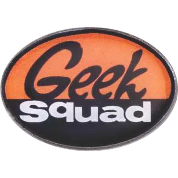 Full color epoxy dome lapel pin that includes steel or brass... from ASI 59080 Halls & Company