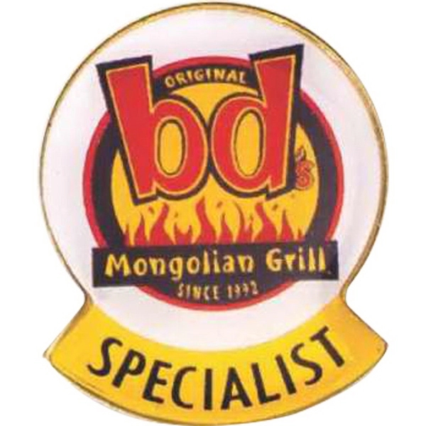 Full color epoxy dome lapel pin that includes steel or brass... from ASI 59080 Halls & Company