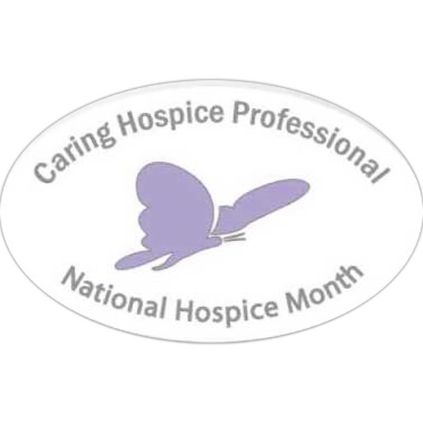 Screen printed .030" thick polystyrene plastic lapel pins in 1 1/4... from ASI 59080 Halls & Company