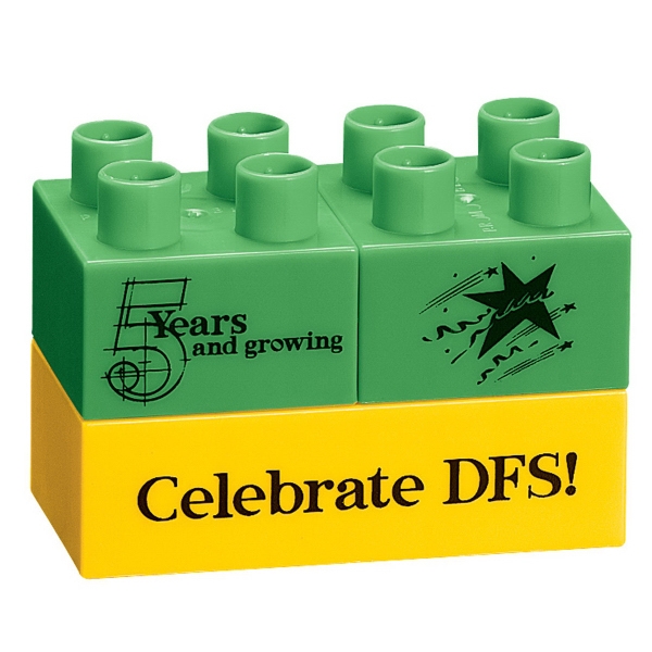 2 1/2" x 1 1/2" three-piece promotional building blocks with full-color... from ASI 61966 HPG / Beacon Promotions