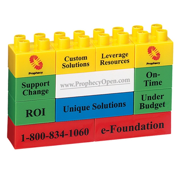 5" x 3" twelve-piece giant promotional plastic building blocks with full-color... from ASI 61966 HPG / Beacon Promotions