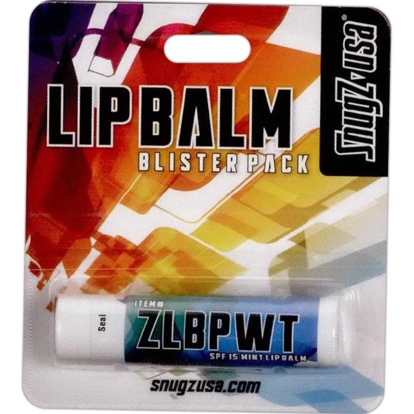 Single tube of lip balm packaged with 3 1/4" x 2"... from ASI 88060 Snugz/USA Inc / SnugZ USA®