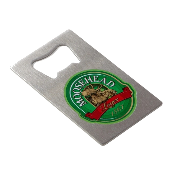 Stainless Steel Credit Card Size Bottle Opener with full color imprint... from ASI 79933 Prorose Inc / ProRose