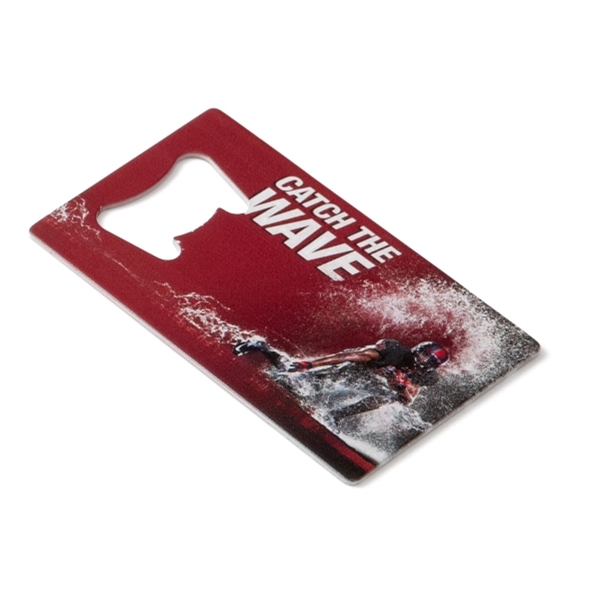 Stainless Steel Credit Card Size Bottle Opener with full color edge... from ASI 79933 Prorose Inc / ProRose