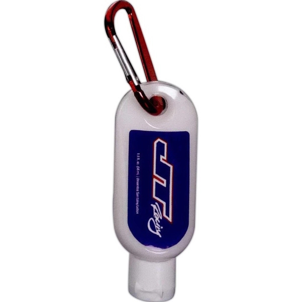 1.9 oz. of clear hand sanitizer with an attached carabiner.... from ASI 88060 Snugz/USA Inc / SnugZ USA®