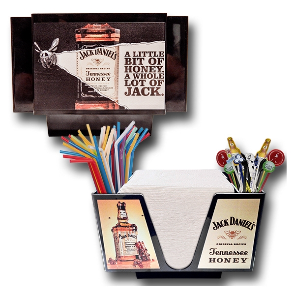 7.6" x 5.5" x 5.4" plastic caddy for 5.25" square napkins... from ASI 62677 iline PROMO (The Innovative Line) / iline PROMO (The Innovative Line)