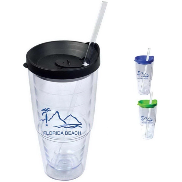 Plastic cup with straw, 24 oz. Each bubble bagged.... from ASI 36988 Artek USA Inc / Artek™