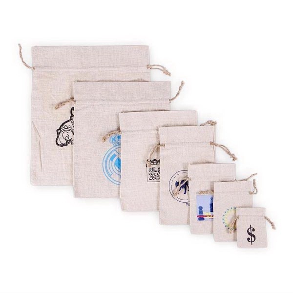 Rough natural cotton drawstring bag with hemp cord and multiple sizes.... from ASI 41630 Brave USA / Brave USA