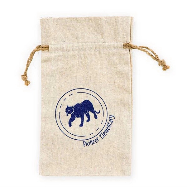Rough natural cotton drawstring bag with hemp cord and multiple sizes.... from ASI 41630 Brave USA / Brave USA